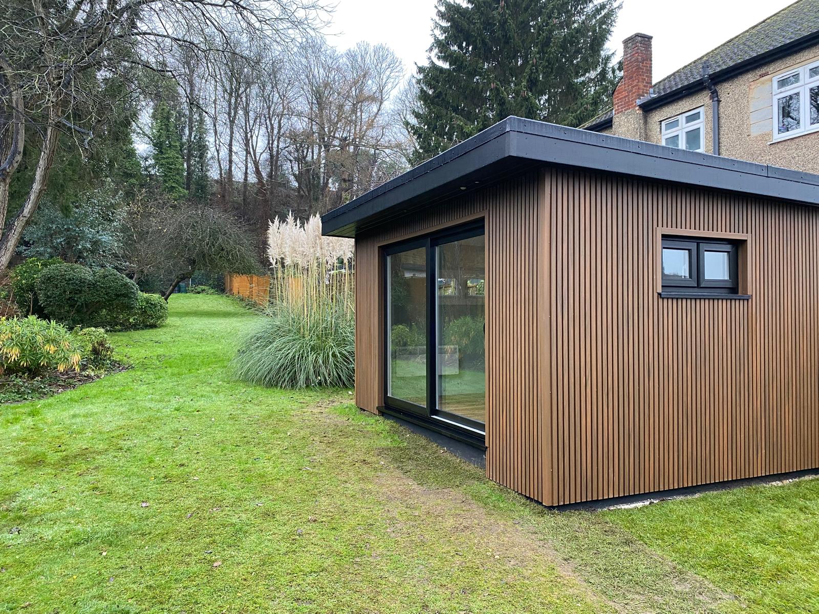 Bespoke garden room with slat cladding